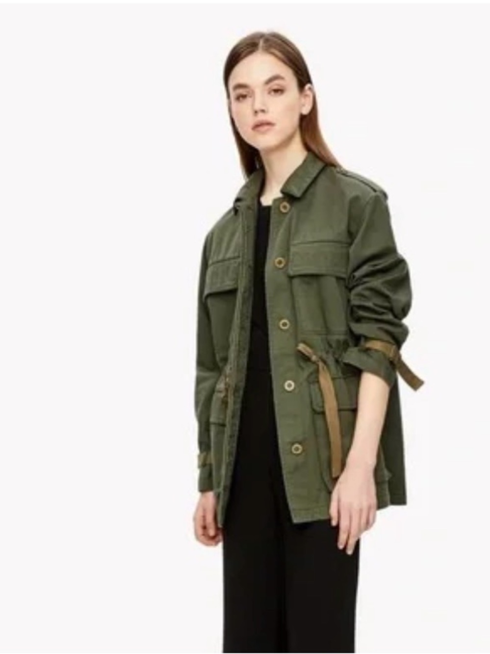 Theory Thornwood Olive Green Utility Cargo Jacket